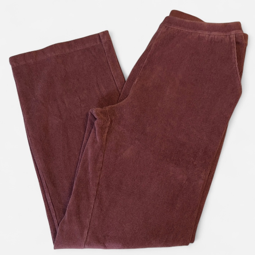 L.L. Bean Corduroy Pants Wide Leg Brown High Rise Relaxed Fit Soft Stretch